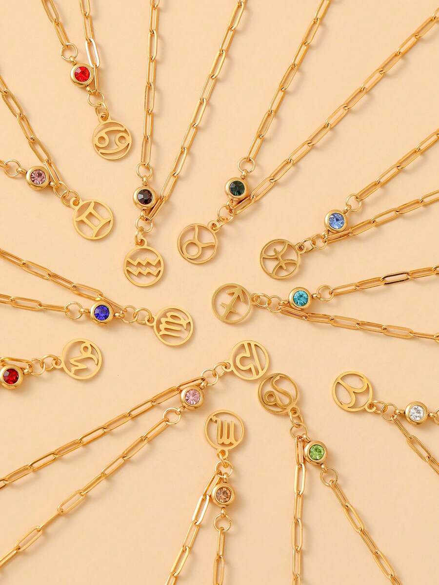 1 Dây Thép Không Gỉ Thời Trang Chòm Sao Mặt Dây Chuyền Vòng Cổ Cho Nữ Trang Trí Hàng Ngày - Vàng - Xem 1