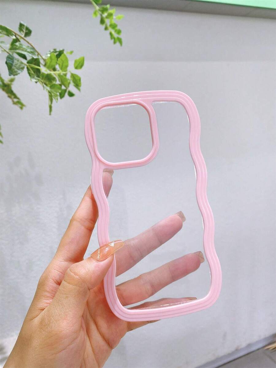 Solid Color Material Basic Phone Case Apple Baby Pink 3D Dual-Layer Wavy Scratch-Resistant Sweat-Proof And Fingerprint-Proof Phone Case Compatible With IPhone Waterproof Shockproof Anti-Fall Spring Gift