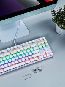shipadoo Luminous Wired Mechanical Keyboard - White - View 2
