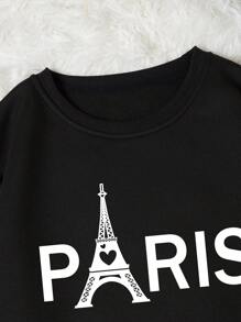 INAWLY 塔和字母圖案加絨內裏運動衫