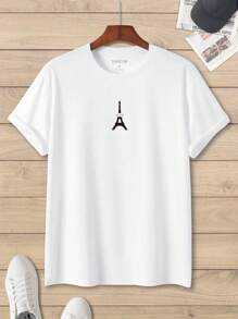 Manfinity Dauomo Men Tower & Letter Graphic Tee - White - View 1