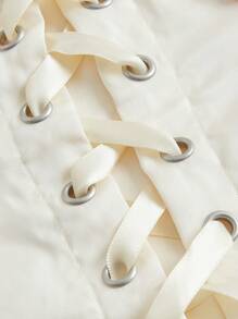 SHEIN MOD 大碼印花前繫帶泡泡袖襯衫 - 彩色 - 查看 7