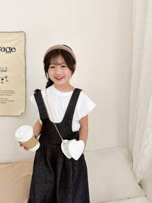 Túi Trẻ Em Pu Màu Trơn Thời Trang Hình Trái Tim Thường Ngày Túi Đi Chơi Đa Năng Nữ Dây Xích Túi Đựng Phụ Kiện - Màu be - Xem 5