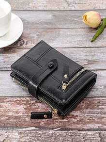 Textured With Zipper Black Portable Cash White-Collar Workers For Female College Work Business Commute Office For Anniversary For Couple For Birthday Gift On Valentine Day Gift Gift For Men Wallet Purse Wallet Small Wallet Men Wallet Leather