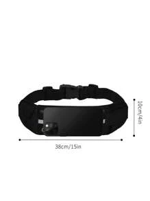 Black Fanny Pack Zip Front Earphone Hole Detail Sports Bag Aesthetic Cruise Essentials - Black - View 4