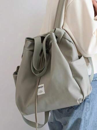 Waterproof , Léger , Antivol Grande Capacité Sac À Dos Classique À Applique Lettre Design Cordon Cartable pour Diplômé, adolescentes, étudiant de première année, étudiant en deuxième année, junior et senior au collège, à l'université et au lycée, parfait pour l'extérieur, les voyages et la rentrée scolaire