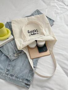 中等購物袋字母圖案學院 - 白色 - 查看 6