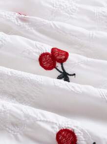 SHEIN MOD Cherry Print Tie Shoulder Cami Dress - White - View 3