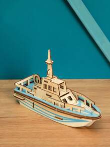 1 pieza barco diseño 3d Rompecabezas de madera Juguete - Azul - Ver 2