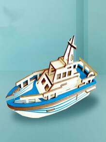 1 pieza barco diseño 3d Rompecabezas de madera Juguete - Azul - Ver 7