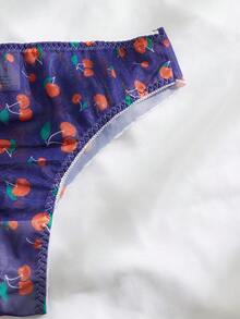 SHEIN Tanga con estampado de cereza - Morado - Ver 5