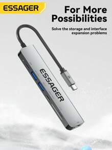 Essager 7 In 1 USB C Hub USB Type-C To HDM-Compatible Laptop Dock Station Grey - Dark Grey - View 3