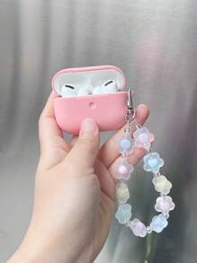 手機掛繩吊墜素色矽膠套適用於Airpods - 粉色 - 查看 1