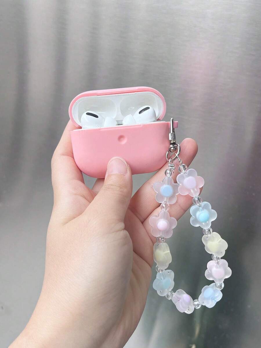 手機掛繩吊墜素色矽膠套適用於Airpods - 粉色 - 查看 1