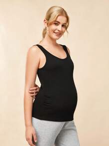 SHEIN 孕婦素色背心上衣 - 黑色 - 查看 3