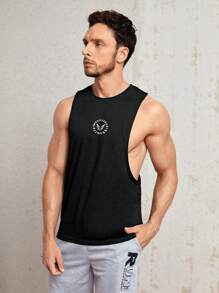 Manfinity Fitness Boyfriend Style Men Letter Graphic Sports Tank Top  Workout Tops Workout Tops Gym Top Breathable - Black - View 3