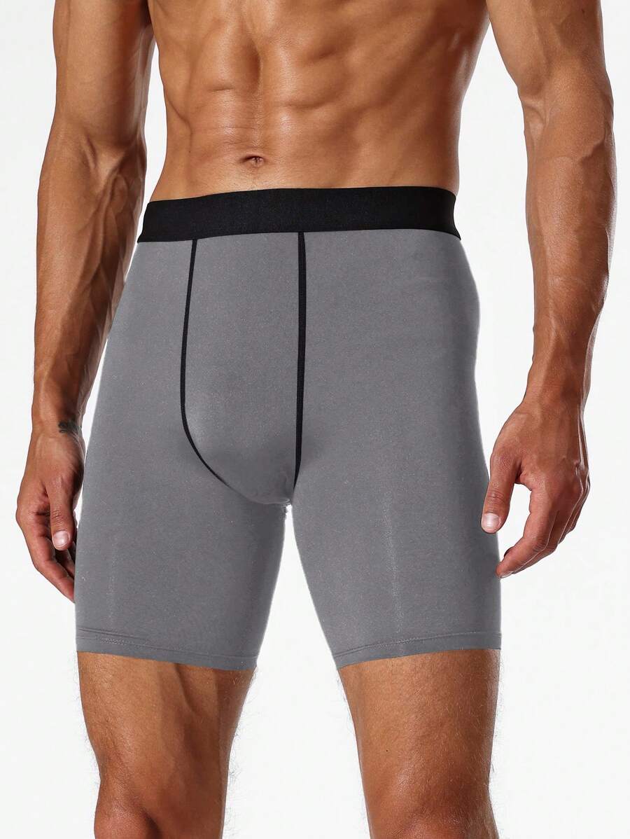 Manfinity Sport Corelite 男士織帶腰帶頂針運動緊身褲 - 灰色 - 查看 1