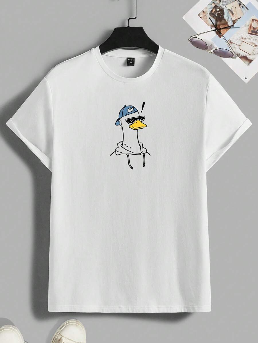 Manfinity RebelGame 男士棉卡通圖案T恤 - 白色 - 查看 1