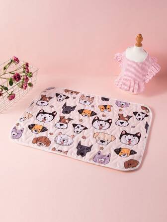 1pc Cartoon Dog Print Pet Crate Mat For Dog And Cat For Sleeping