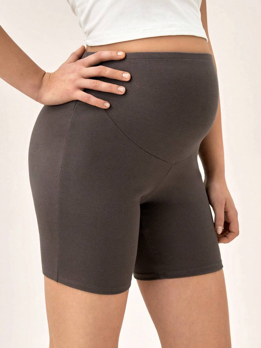 SHEIN Maternity Belly Support Cycling Shorts - Dark Grey - View 1