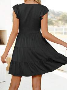 Đầm Viên lá sen màu trơn Giải trí - màu đen - Xem 2