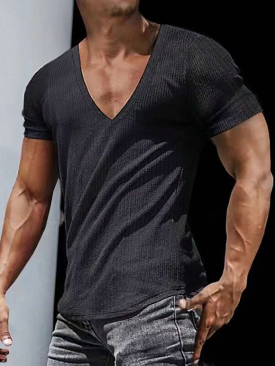 Manfinity Homme Áo thun & Áo lót Nam màu trơn Giải trí - màu đen - Xem 1