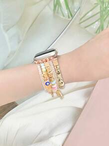 Colorful Tassel Beaded Bracelet Band With Lucky Heart Palm Graphic, Compatible With Apple Apple Watch Ultra/SE/Series 10/9/8/7/6/5/4/3/2/1 In 38/40/41/42/44/45/49mm Size, 42/46mm For S10 Valentines