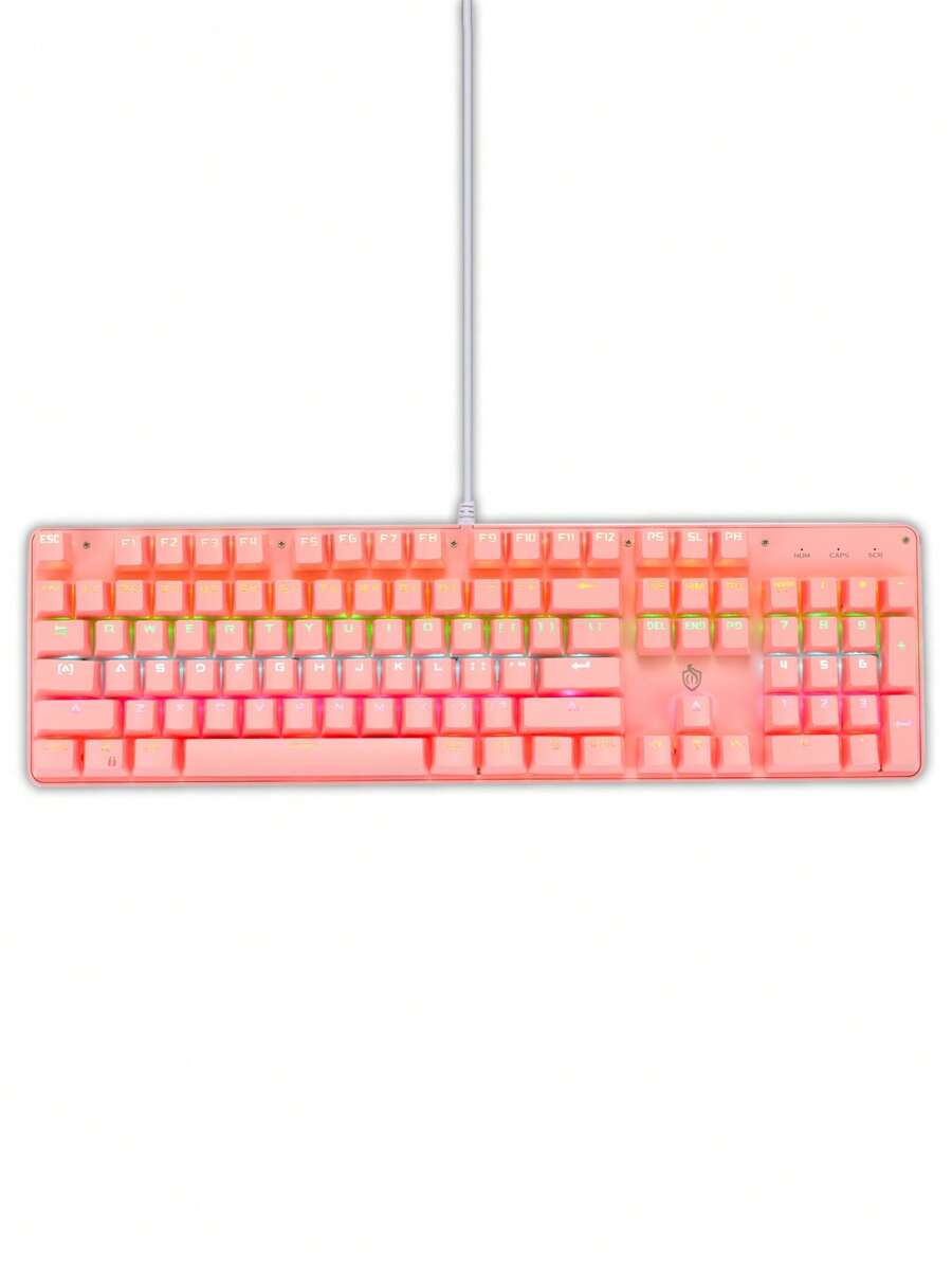 shipadoo Luminous Wired Mechanical Keyboard - Pink - View 1