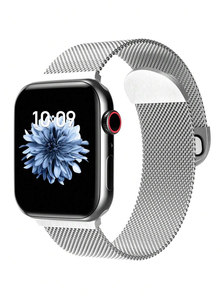 Dây đeo đồng hồ bằng thép không gỉ chống trượt thời trang màu bạc, tương thích với đồng hồ thông minh - Bạc - Xem 1