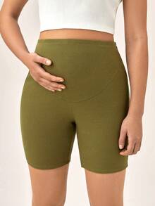 SHEIN 孕婦腹部支撐條紋針織騎行褲