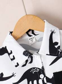 SHEIN 男童恐龍印花上衣和短褲 - 黑與白 - 查看 3