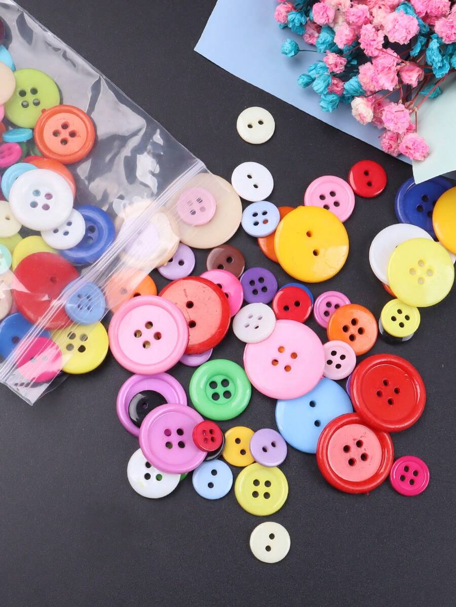 60g多彩鈕扣（適用於衣服/嬰兒diy智力開發-隨機顏色/尺寸） - 彩色 - 查看 1