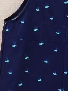 SHEIN Toddler Boys Allover Print Overall Romper - Navy Blue - View 3