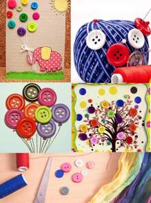 60g多彩鈕扣（適用於衣服/嬰兒diy智力開發-隨機顏色/尺寸） - 彩色 - 查看 3