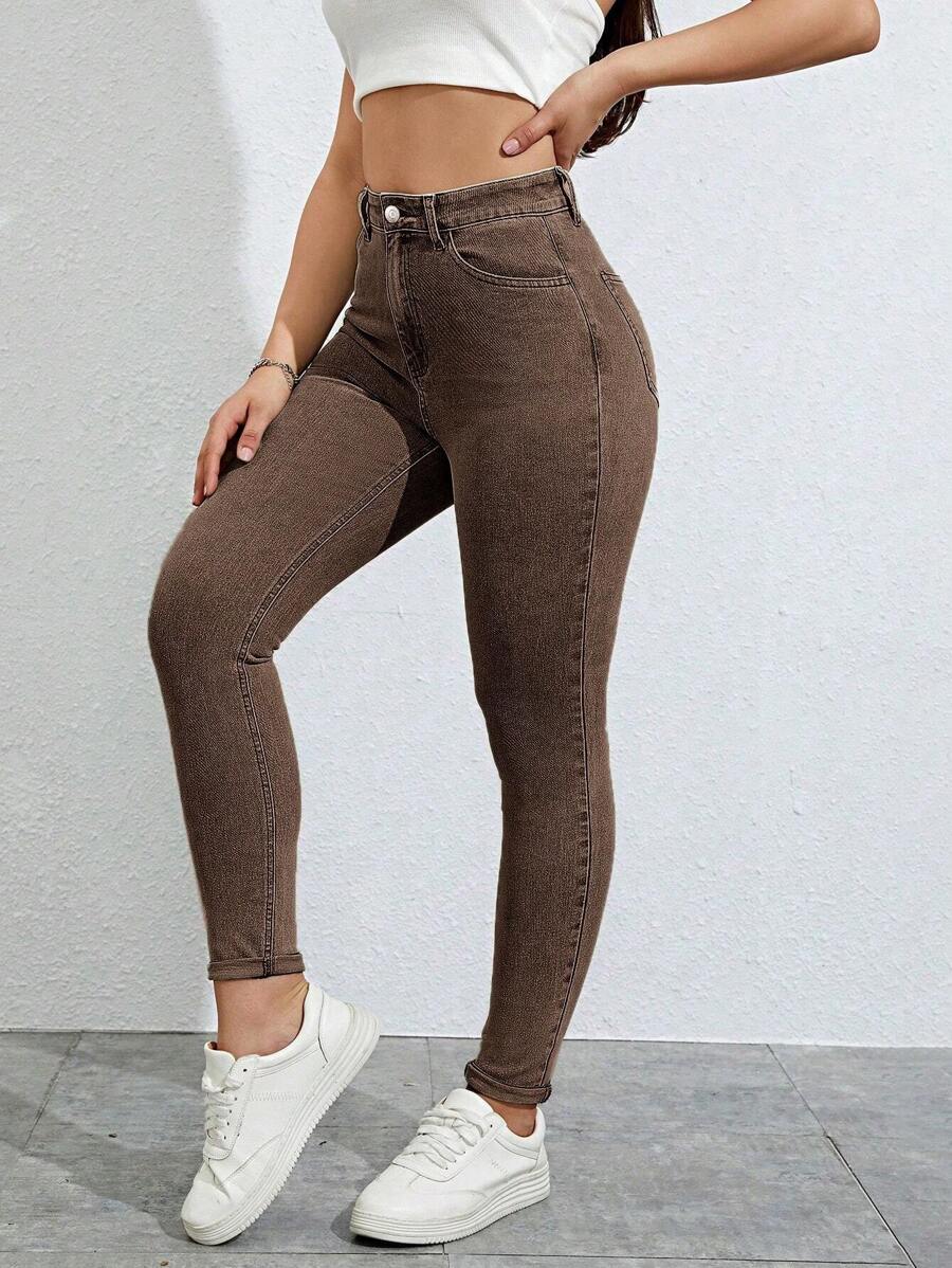 SHEIN SXY Slant Pocket Skinny Jeans