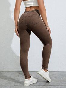 SHEIN SXY Slant Pocket Skinny Jeans