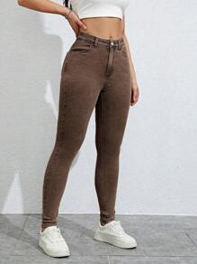 SHEIN SXY Slant Pocket Skinny Jeans