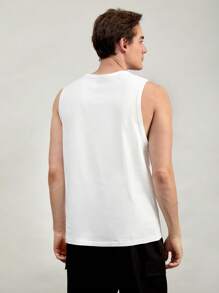 GENTILAND Men 100% Cotton Solid V Neck Tank Top - White - View 2