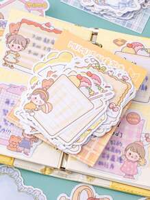 100pcs Orange Cake INS Japan Style Shaped Memo Pads, Cute Non-Sticky Writeable Scrapbooking Diary Decorative Supplies, Back To School, Study Essentials - Yellow - View 1
