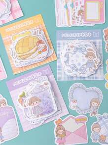 100pcs Orange Cake INS Japan Style Shaped Memo Pads, Cute Non-Sticky Writeable Scrapbooking Diary Decorative Supplies, Back To School, Study Essentials - Yellow - View 5