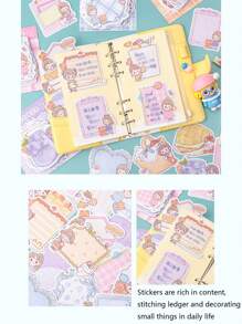 100pcs Orange Cake INS Japan Style Shaped Memo Pads, Cute Non-Sticky Writeable Scrapbooking Diary Decorative Supplies, Back To School, Study Essentials - Yellow - View 6