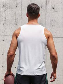 Manfinity Sport Corelite Men Letter Graphic Sports Tank Top - White - View 2