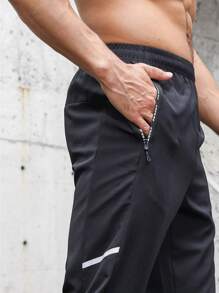 Manfinity Fitness Men Letter Graphic Sports Trousers - Black - View 4