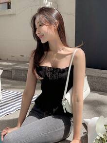 DAZY Solid Ruffle Hem Tube Top - Black - View 7
