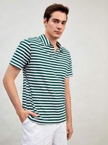 GENTILAND Men Striped Print Polo Shirt - Multicolor - View 3