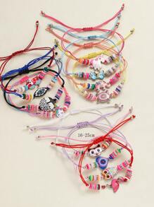 12pcs Handmade Woven Colorful Animal & Butterfly Polymer Clay Bracelets - Multicolor - View 3