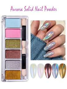 1box Solid Color Mirror Powder For Nail Art, Non-floating Powder, Suitable For Women And Girls - Multicolor - View 1