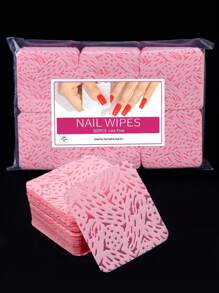 Misscheering 300片无绒指甲清洁湿巾，卸甲棉片，睫毛嫁接清洁湿巾，柔软无纺布丙酮卸甲棉片，用于指甲准备和凝胶指甲油卸除 - 粉色 - 查看 2