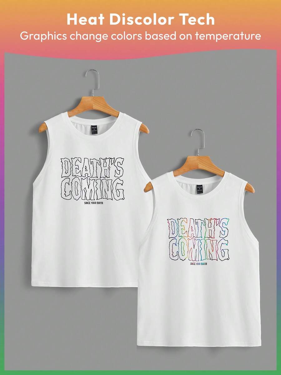 Fanfreak Heat Reactive Color Change Slogan Graphic Tank Top - White - View 1