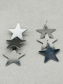 Star Drop Earrings - White - View 3